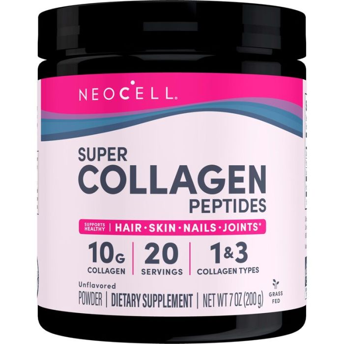 NeoCell, Super Collagen Peptides, Unflavored, 7 oz (200 g), 016185019867