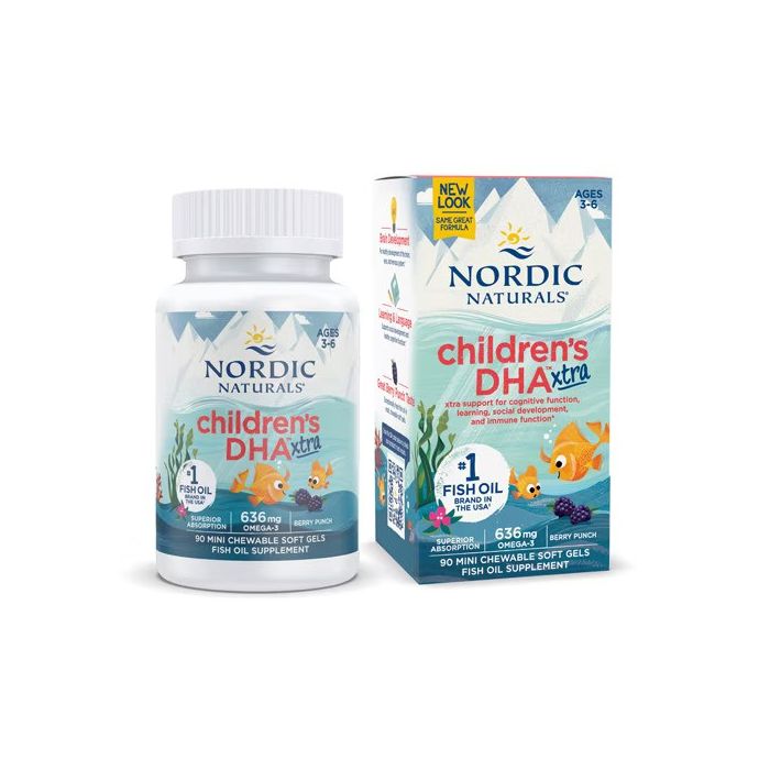 Nordic Naturals, Children's DHA Xtra, Ages 3-6, Berry, 636 mg, 90 Mini Soft Gels