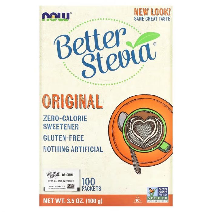 NOW Foods, Better Stevia, Zero-Calorie Sweetener, Original, 100 Packets, 3.5 oz (100 g)
