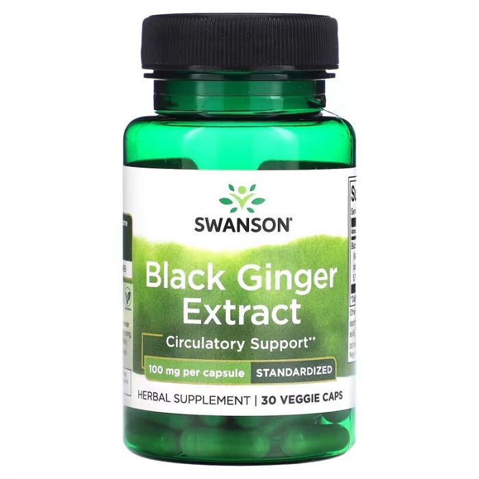 Swanson, Black Ginger Extract, 100 mg, 30 Veggie Caps, Zwarte gember
