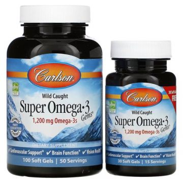 Carlson Super Omega-3 Gems® 30 FREE Soft Gels. 088395015243