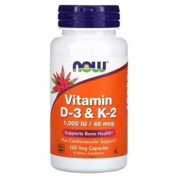 NOW Foods Vitamine D3 & K2 (1000 IU / 45 mcg). 733739003690 