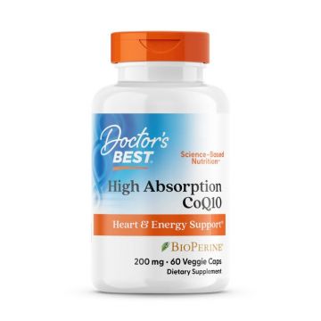 Doctor's Best High Absorption CoQ10 with BioPerine, 200 mg, 60 Veggie Caps. 753950001114
