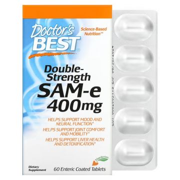 SAMe 400 dubbele sterkte (30 enteric coated tabletten) - Doctor's Best. S-adenosyl-L-methionine met Solesse