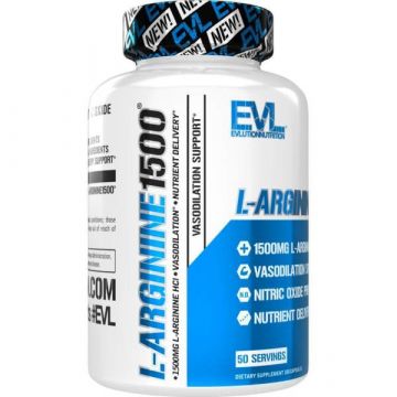 L-Arginine 1500, 100 capules van Evlution Nutrition. 818901021679