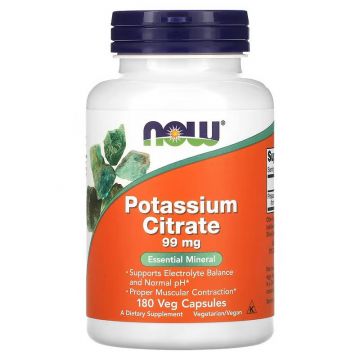 NOW Foods, Potassium Citrate, 99 mg, 180 Veg Capsules. 733739014481