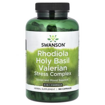 Swanson, Rhodiola Holy Basil Valerian Stress Complex, 180 Capsules. 087614111148