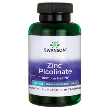Swanson Zinc Picolinate 22mg | 60 Capsules. 087614111131