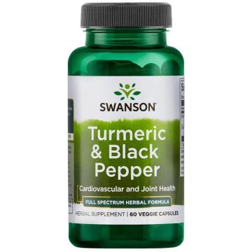 Swanson Turmeric Black Pepper, 60 veggie capsules. 087614116136